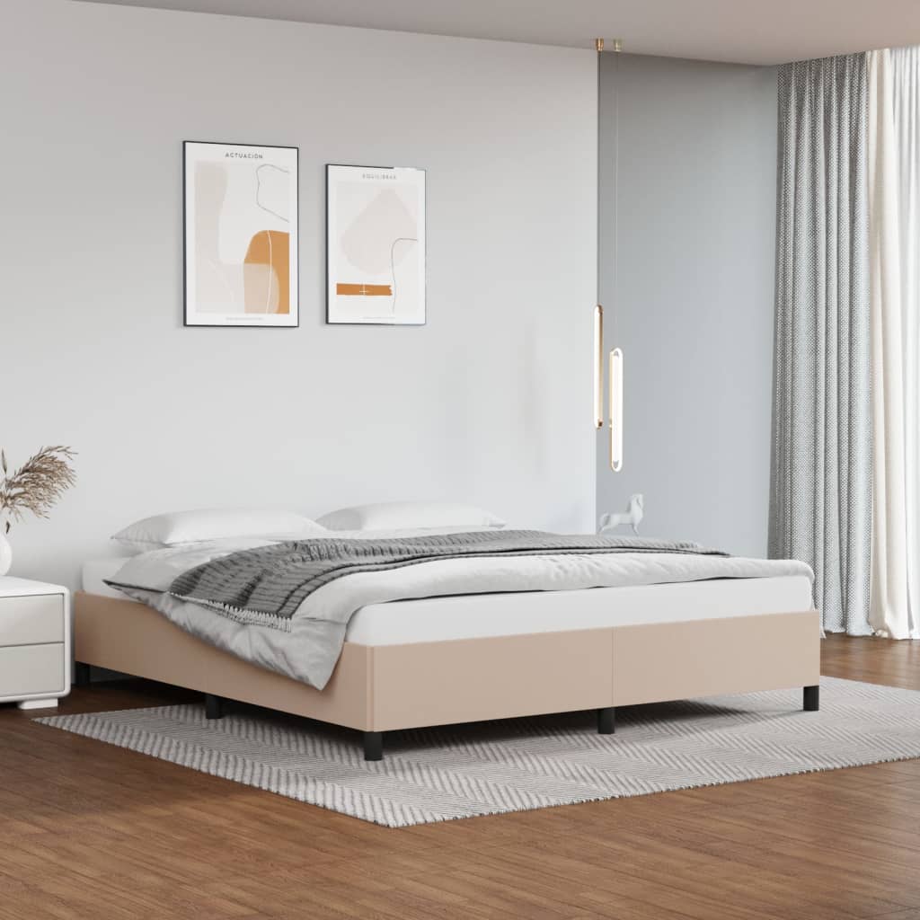 vidaXL gultas rāmis, kapučīno krāsas, 160x200 cm, mākslīgā āda