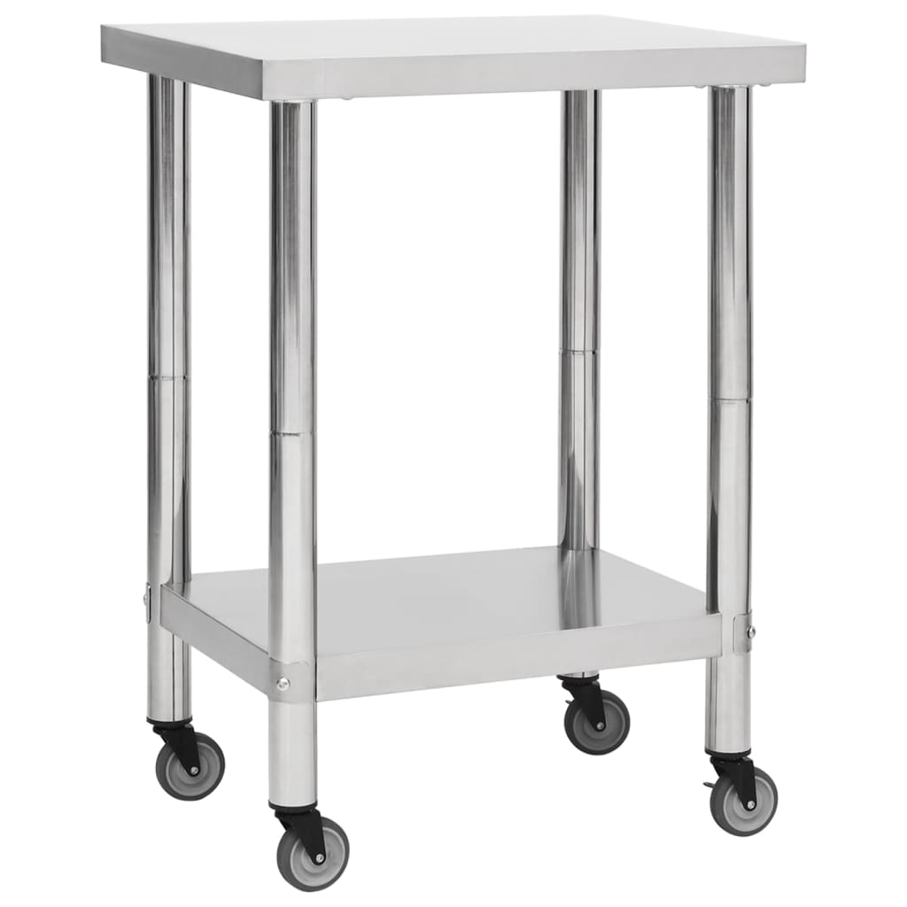 vidaXL virtuves darba galds, 60x45x85 cm, nerūsējošs tērauds