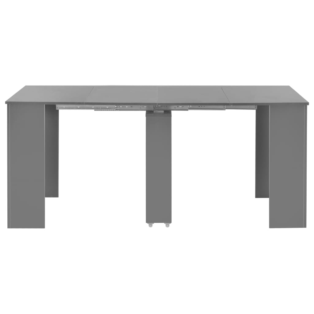 vidaXL izvelkams galds, 175x90x75 cm, spīdīgi pelēks