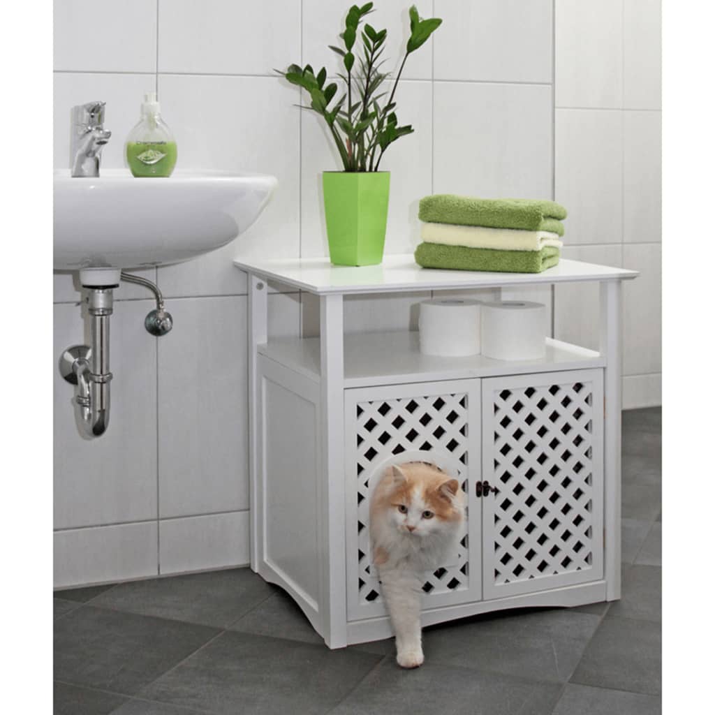 Kerbl kaķa tualetes skapis Helena, 64x46x65 cm, balts, 82662