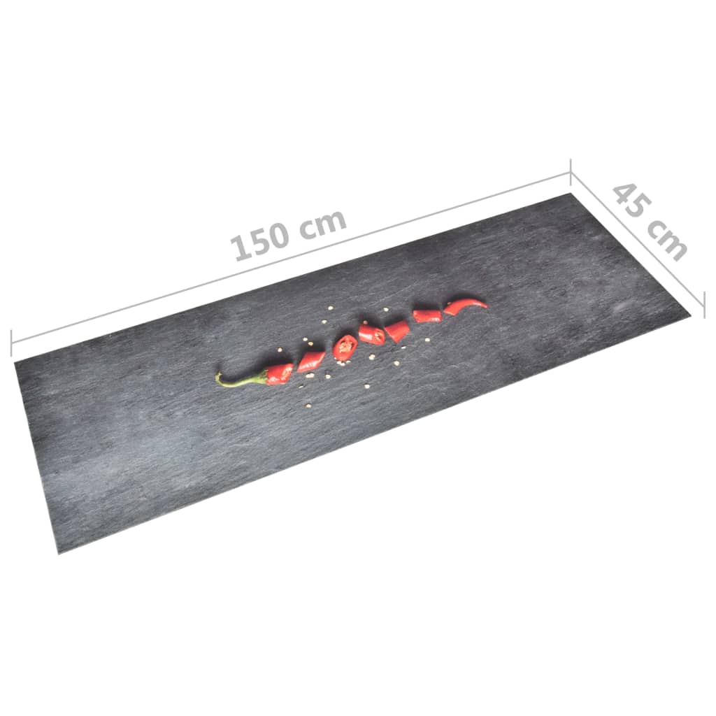 vidaXL virtuves paklājs, mazgājams, apdruka ar piparu, 45x150 cm