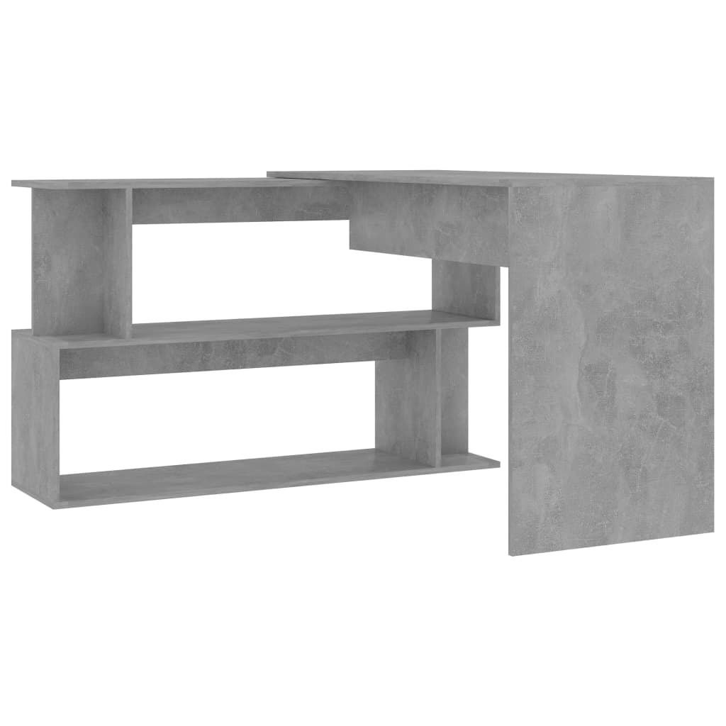 vidaXL stūra rakstāmgalds, betona pelēks, 200x50x76 cm, skaidu plāksne