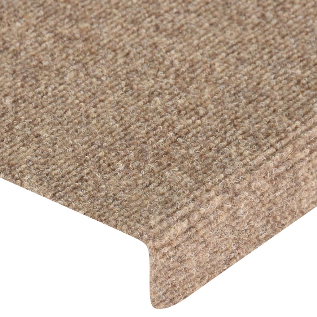 vidaXL kāpņu paklāji, 15 gab., adatu perforēti, 65x21x4 cm, krēmkrāsas