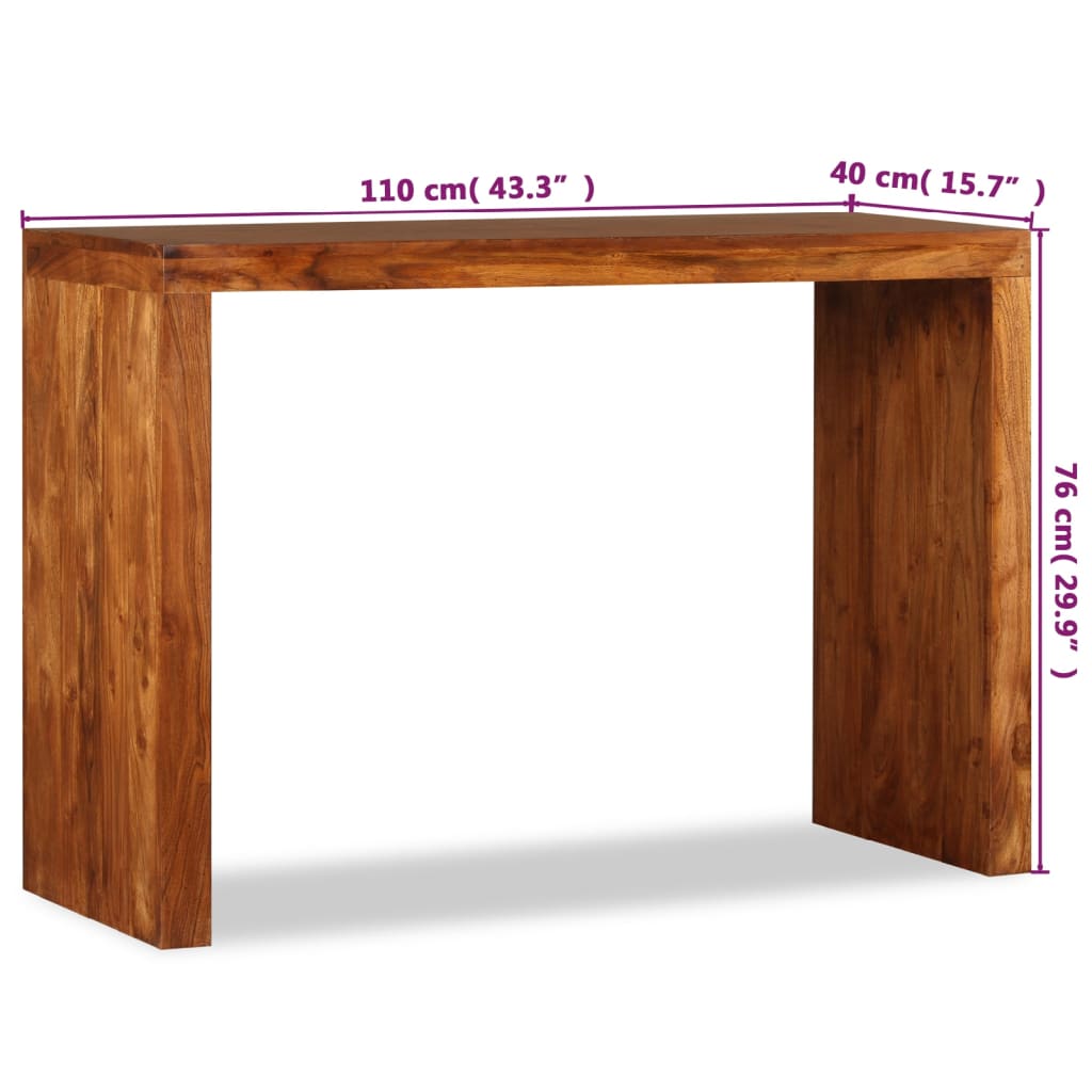 vidaXL konsoles galdiņš, 110x40x76cm, masīvkoks ar medus krāsas apdari