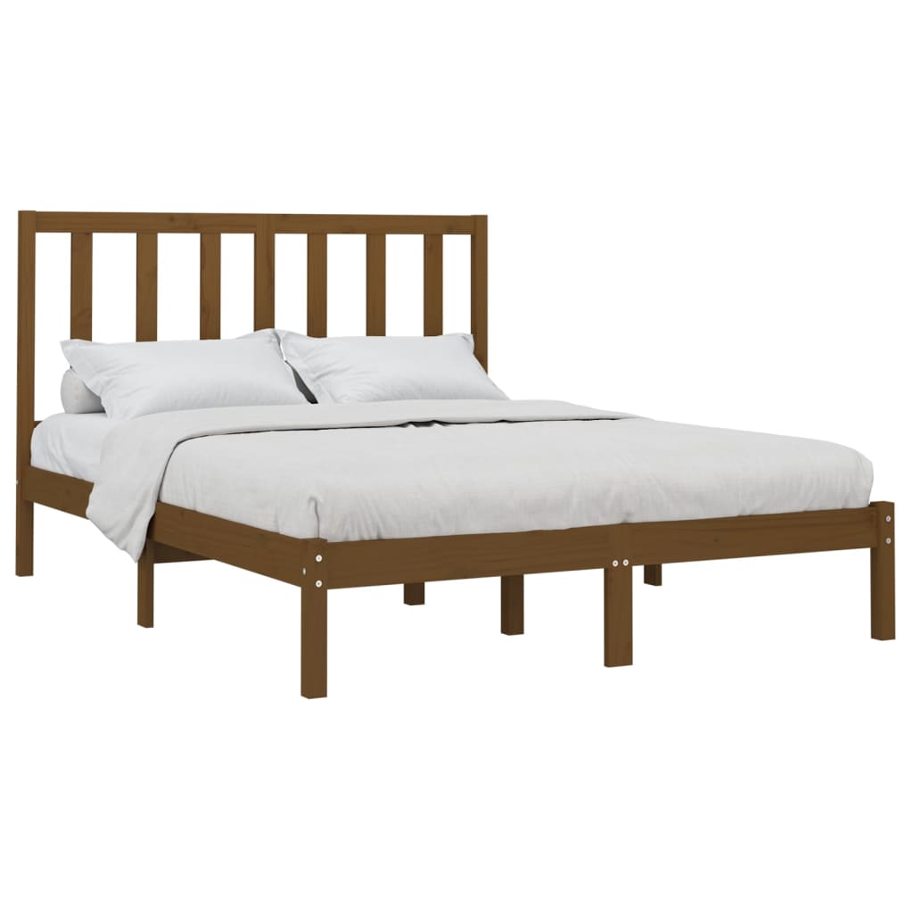 vidaXL gultas rāmis, medus brūns, masīvkoks, 120x200 cm