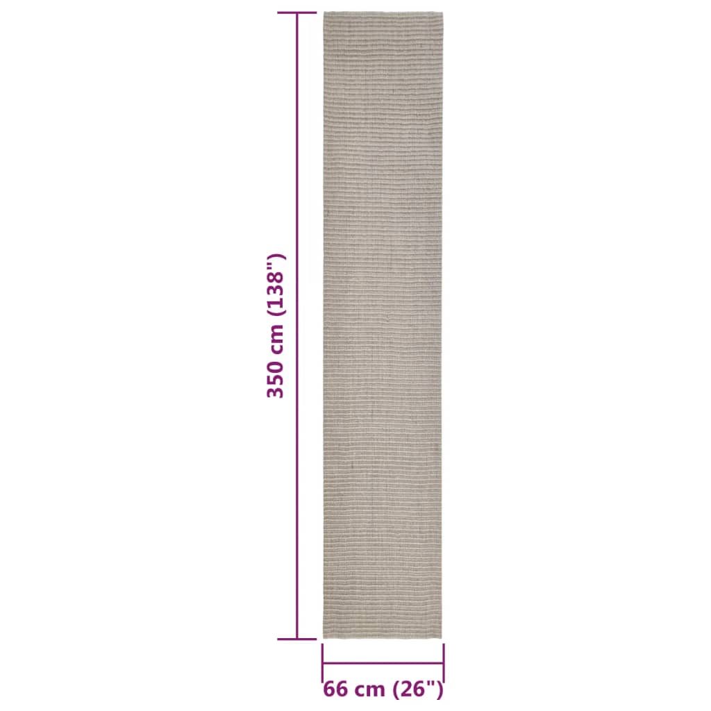 vidaXL paklājs, dabīgs sizals, 66x350 cm, smilšu krāsa