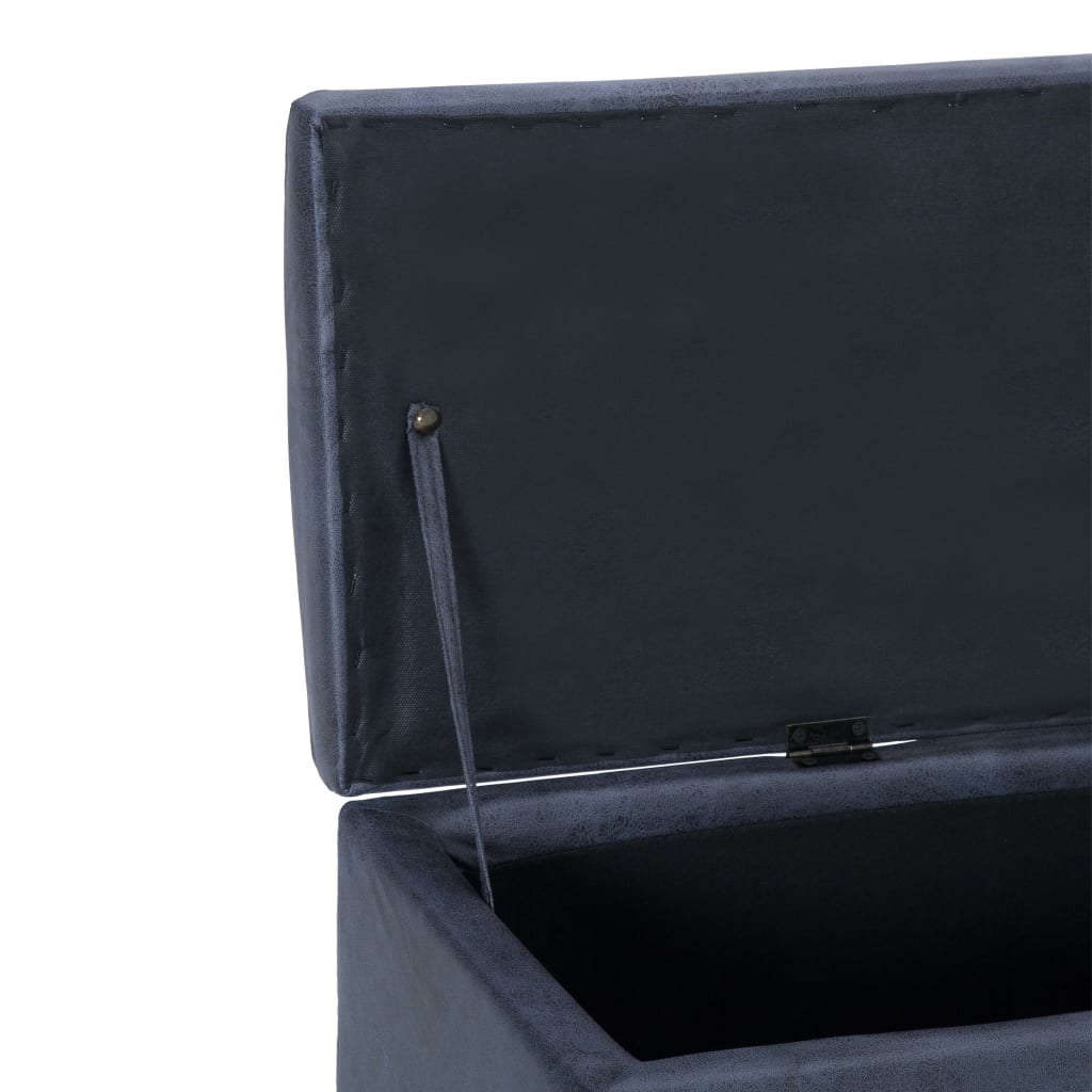 vidaXL sols ar kasti, 116 cm, pelēka mākslīgā zamšāda