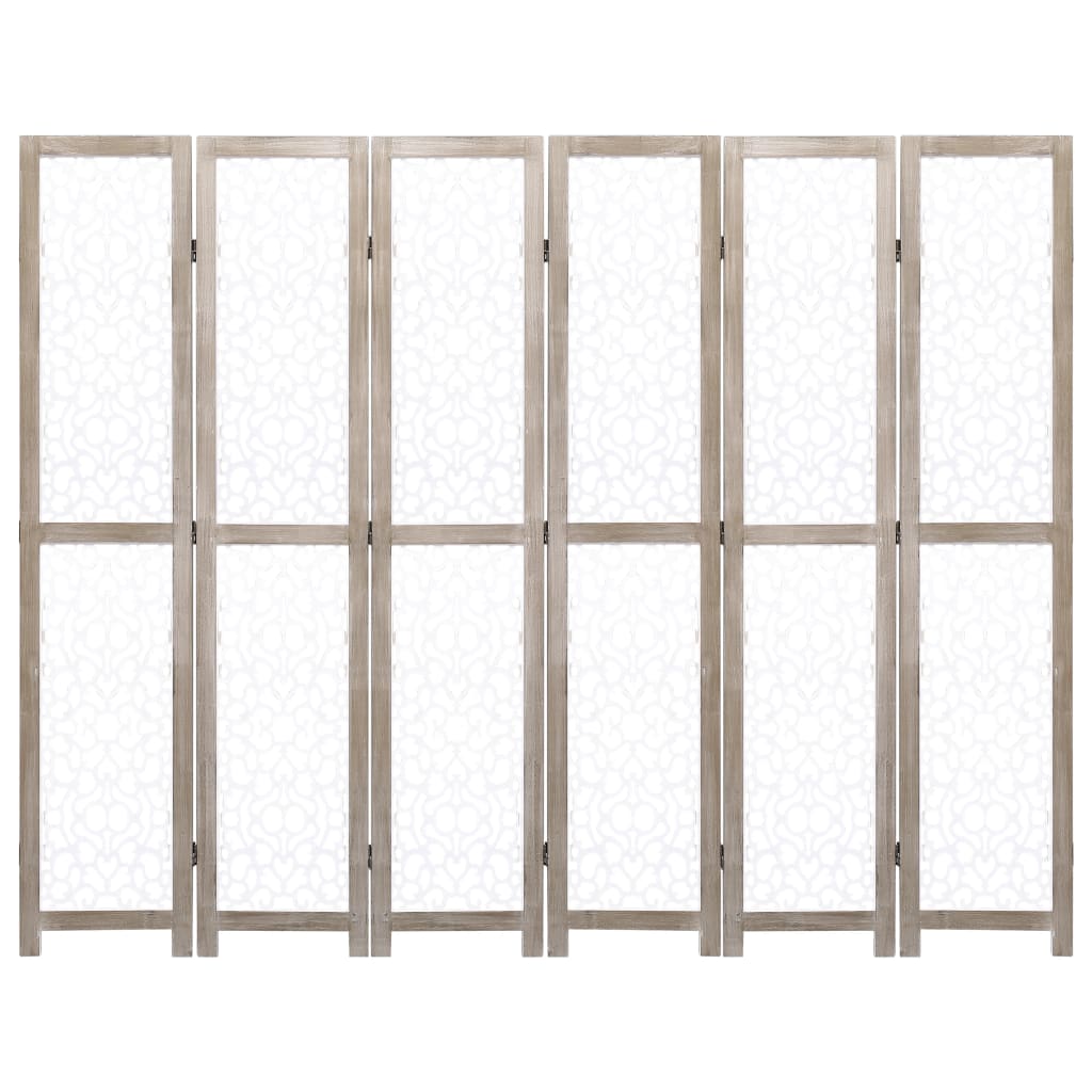 vidaXL 6-paneļu istabas aizslietnis, 210x165 cm, balts masīvkoks