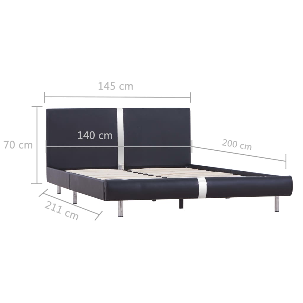 vidaXL gultas rāmis, melna mākslīgā āda, 140x200 cm