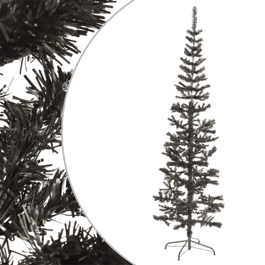 vidaXL mākslīgā Ziemassvētku egle, šaura, melna, 180 cm