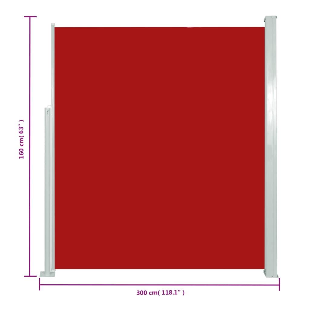 vidaXL izvelkama sānu markīze, 160x300 cm, sarkana