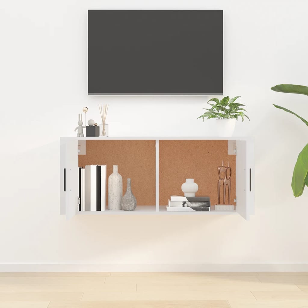 vidaXL sienas TV skapītis, balts, 100x34,5x40 cm