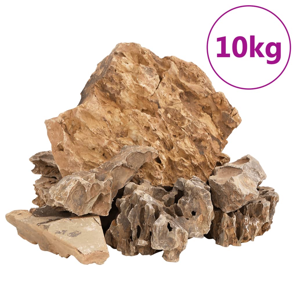 vidaXL pūķu akmeņi, 10 kg, brūni, 5-30 cm