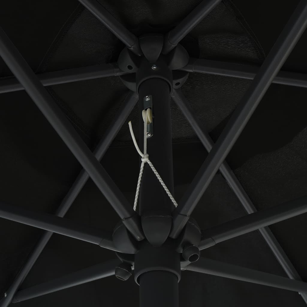 vidaXL saulessargs ar LED un alumīnija kātu, 270 cm, melns