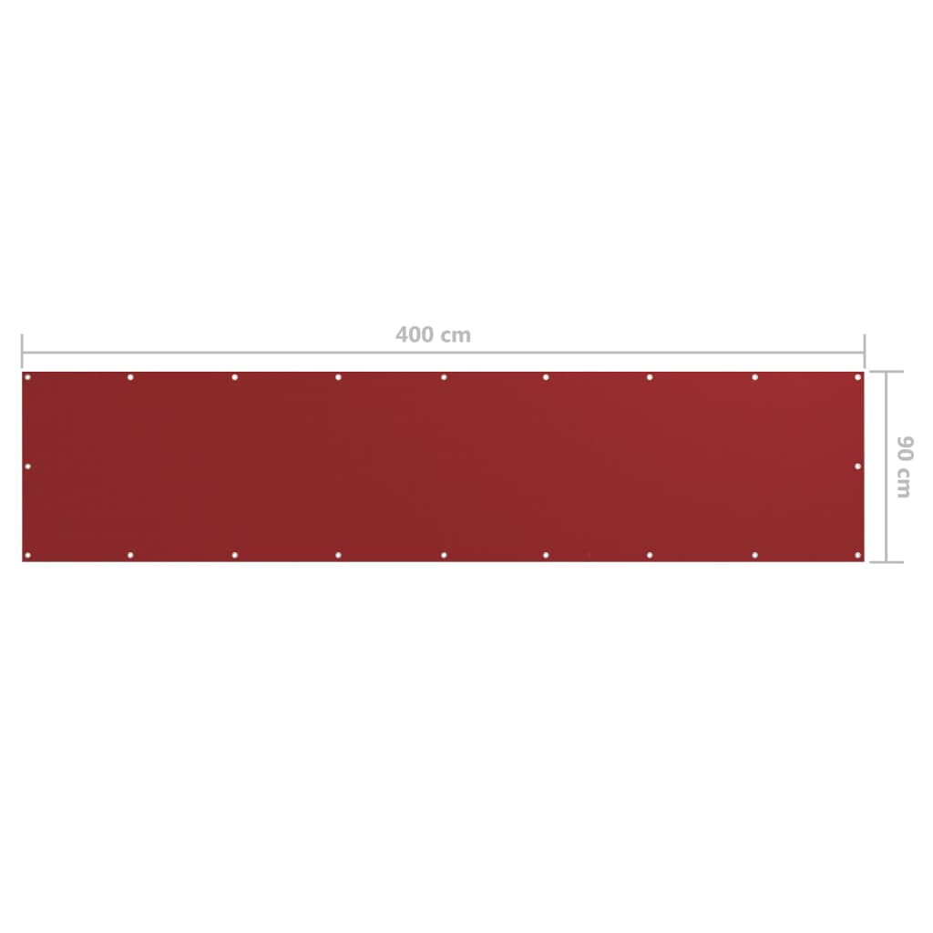 vidaXL balkona aizslietnis, 90x400 cm, sarkans audums