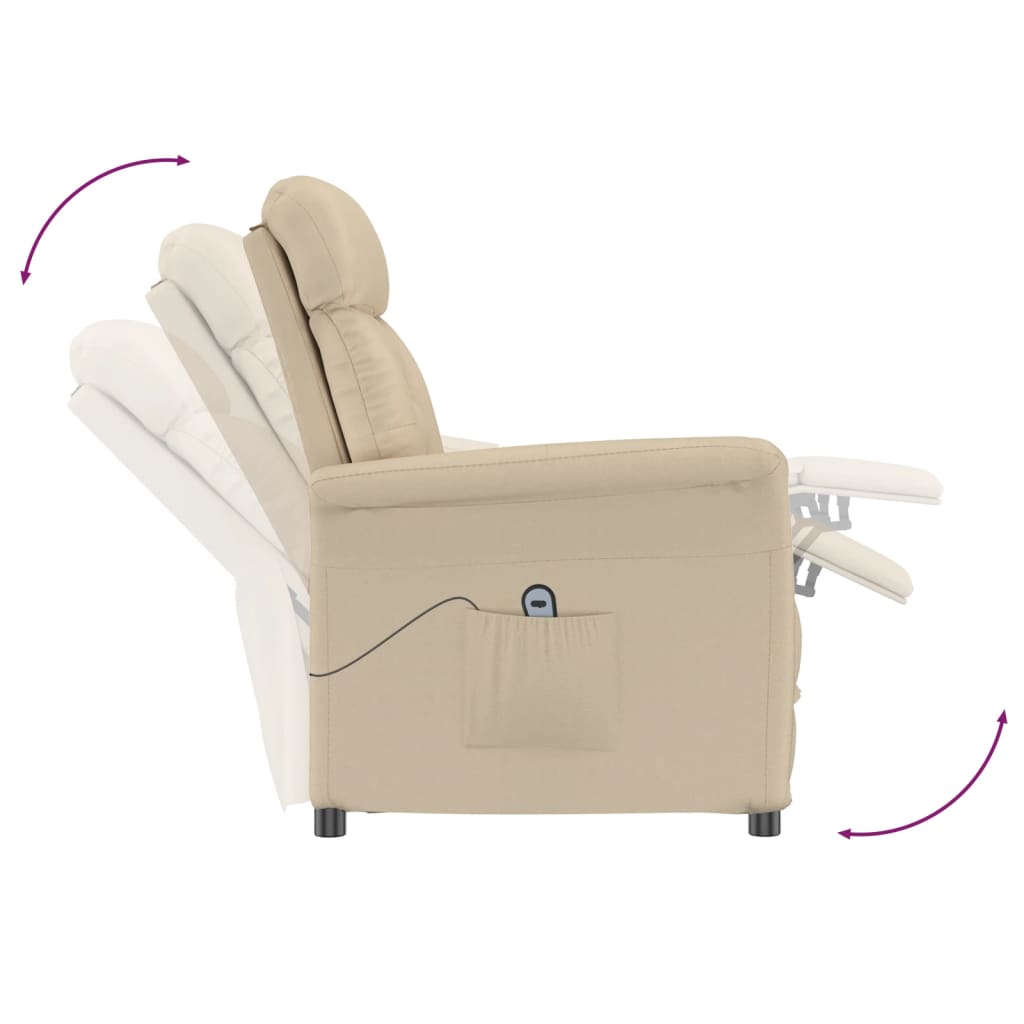 vidaXL elektrisks atpūtas krēsls, atgāžams, bēša mākslīgā zamšāda