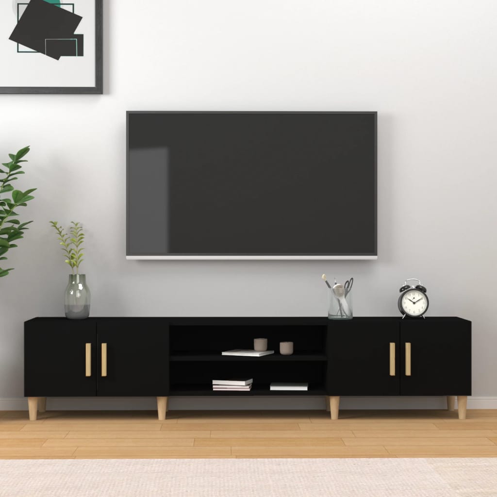 vidaXL TV skapītis, melns, 180x31,5x40 cm, inženierijas koks