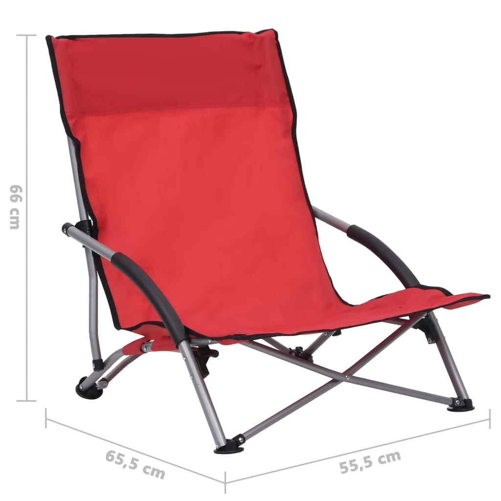 vidaXL salokāmi pludmales krēsli, 2 gab., sarkans audums