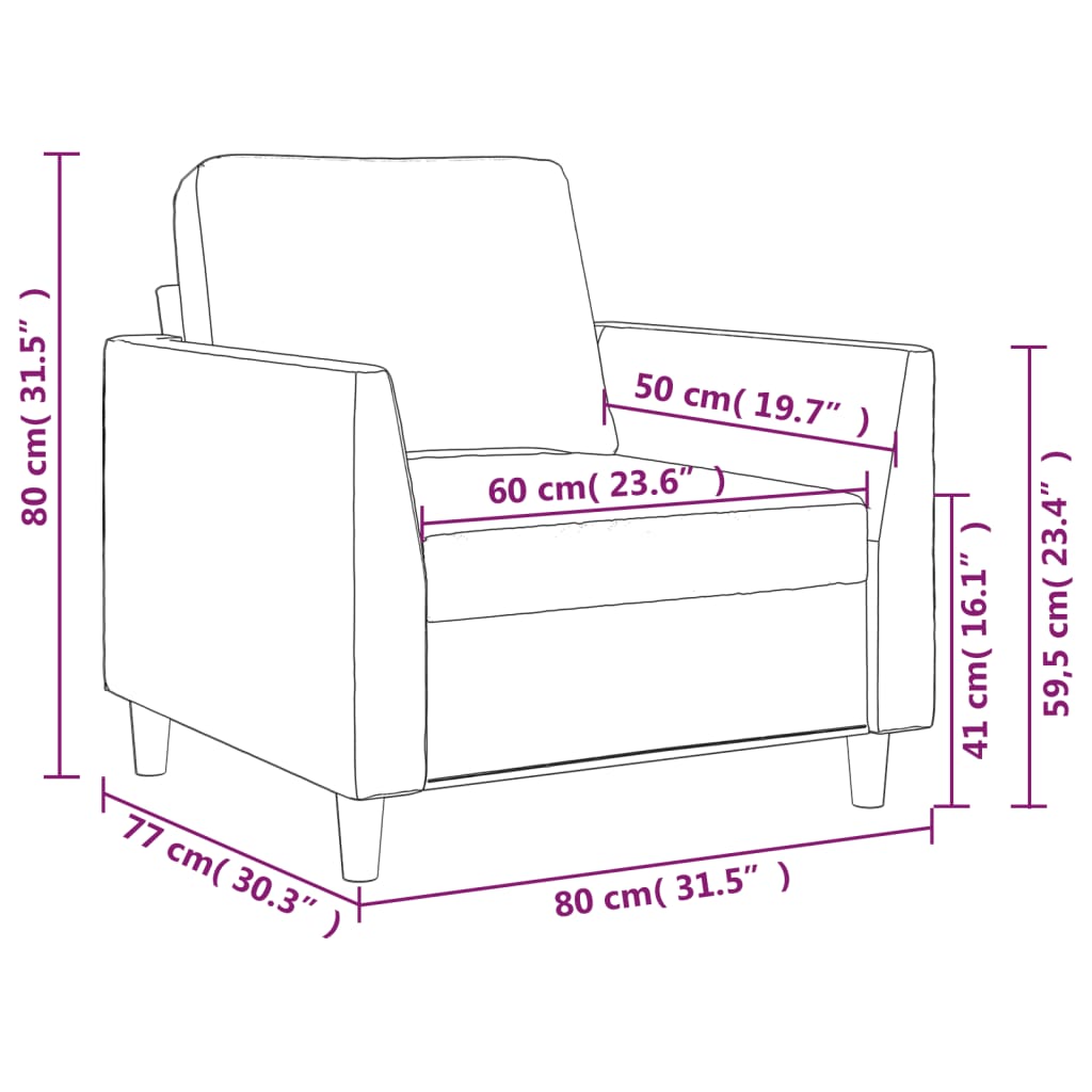 vidaXL atpūtas krēsls, melns, 60 cm, mākslīgā āda