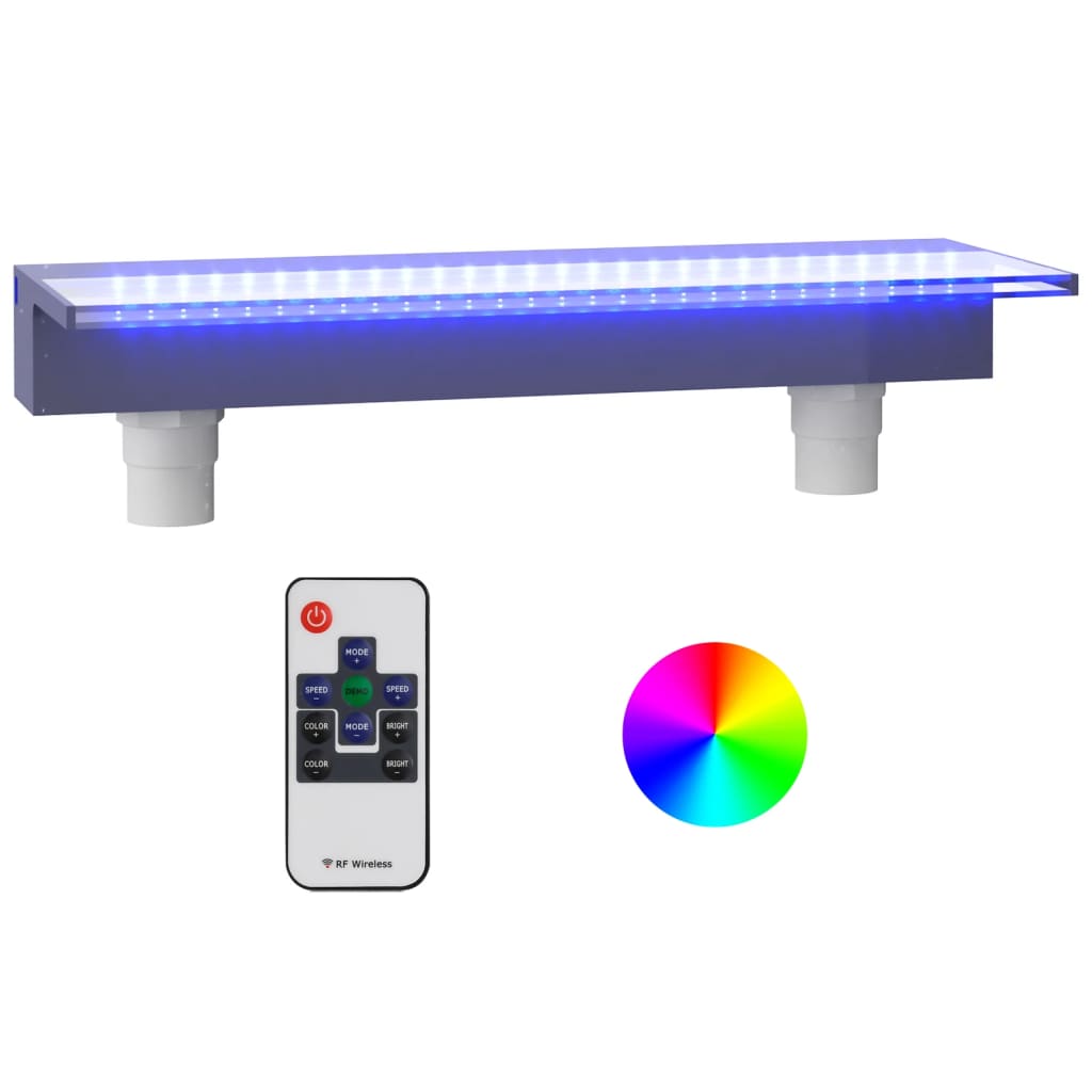 vidaXL ūdenskrituma sliede ar RGB LED gaismām, akrils, 60 cm