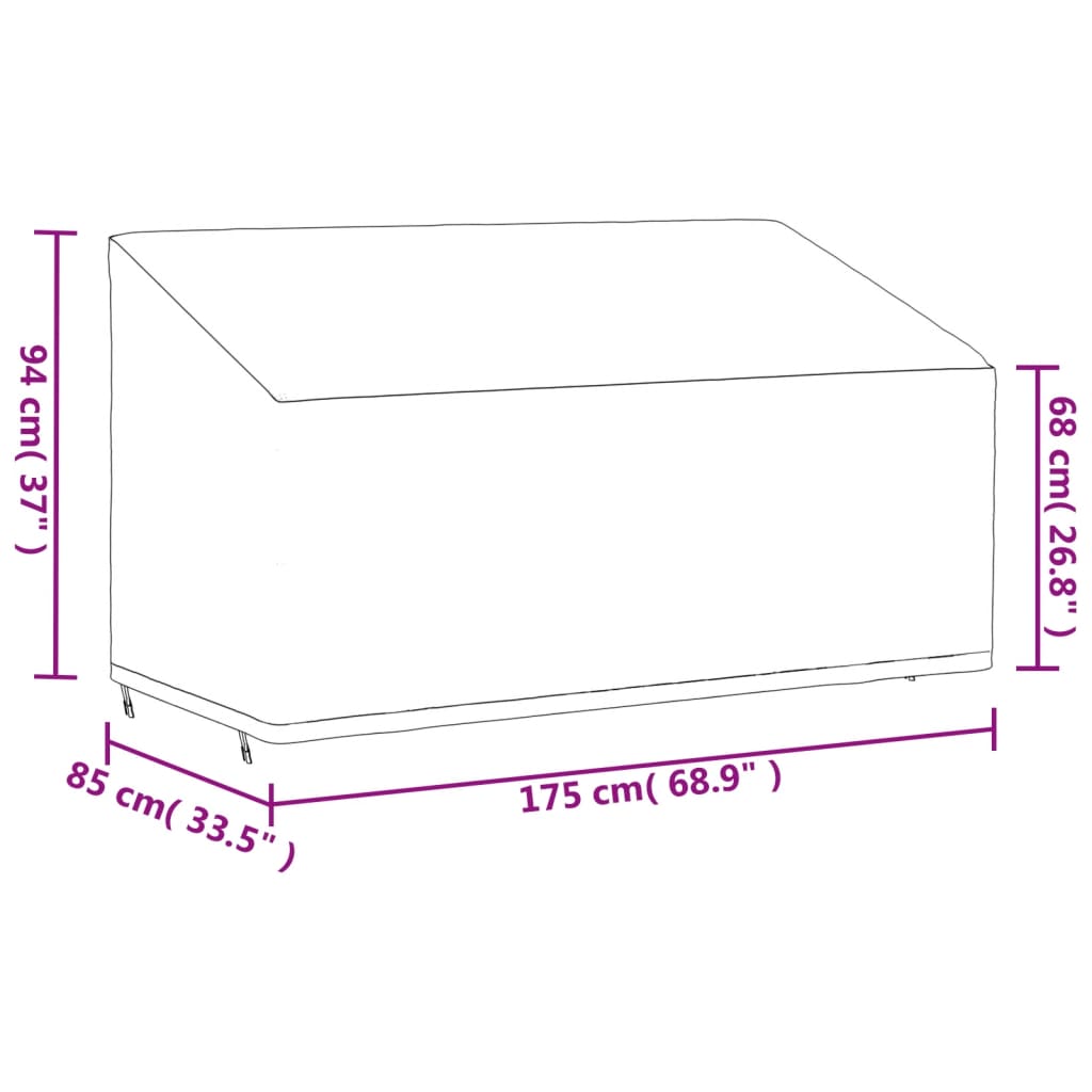 vidaXL trīsvietīga sola pārsegi, 2 gab., 175x85x68/94 cm, 420D audums