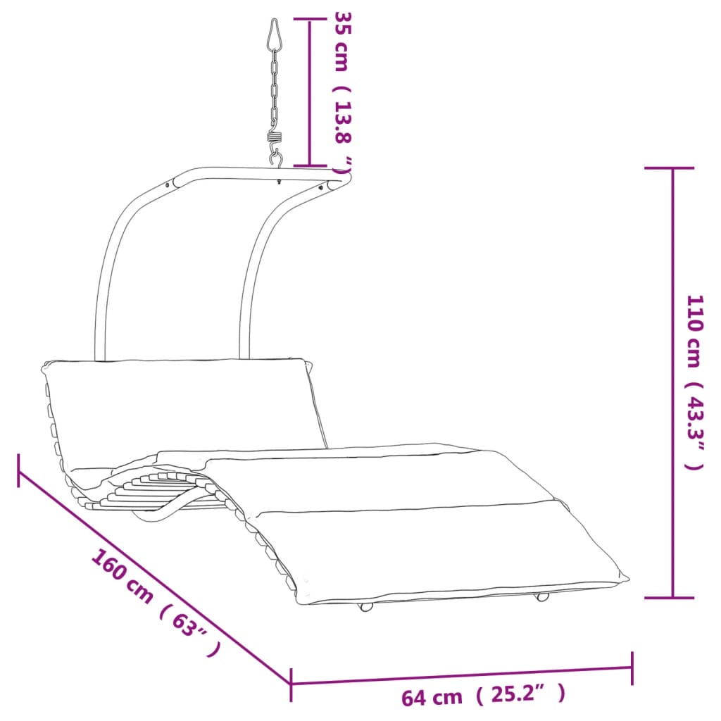 vidaXL šūpuļkrēsls ar matraci, audums, papeles masīvkoks