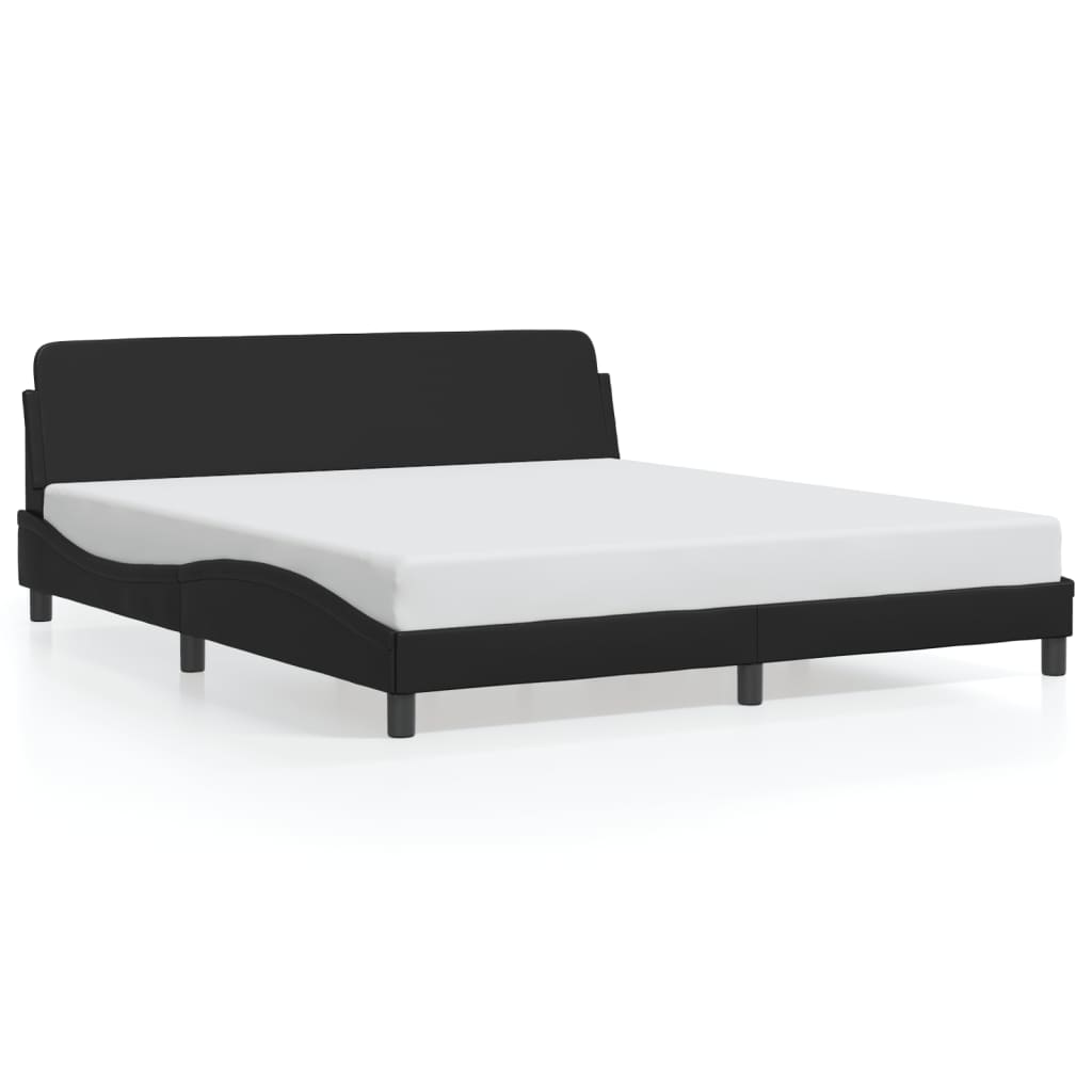 vidaXL gultas rāmis ar galvgali, melns, 180x200 cm, mākslīgā āda