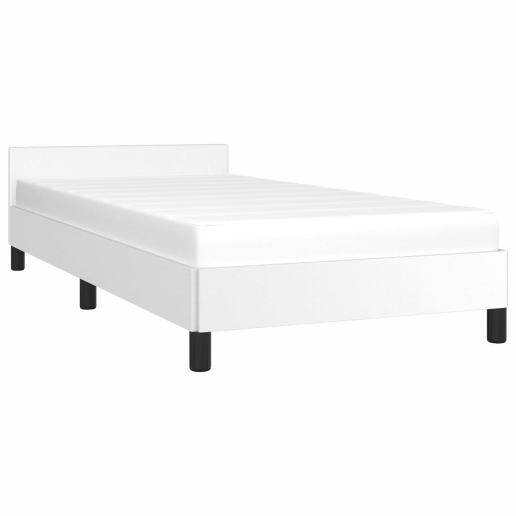 vidaXL gultas rāmis ar galvgali, balts, 80x200 cm, mākslīgā āda