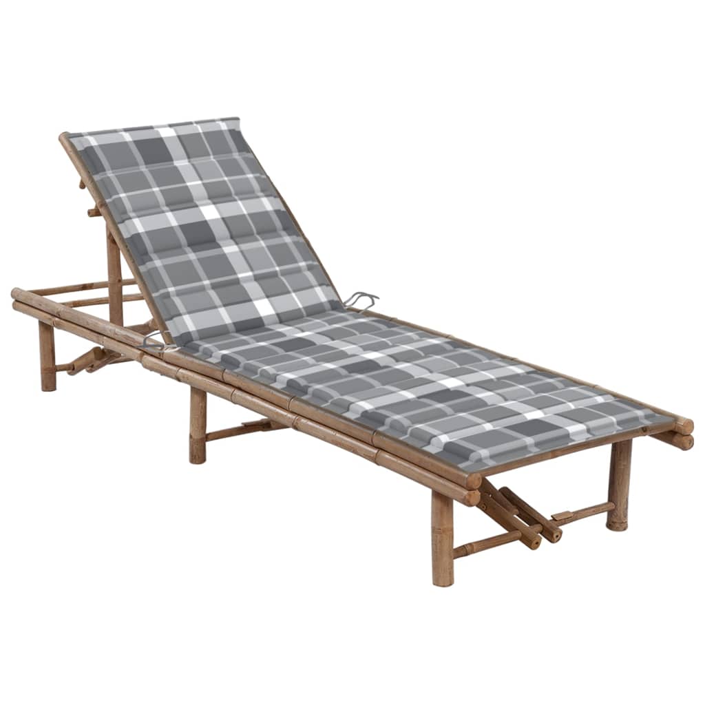 vidaXL dārza sauļošanās zvilnis ar matraci, bambuss