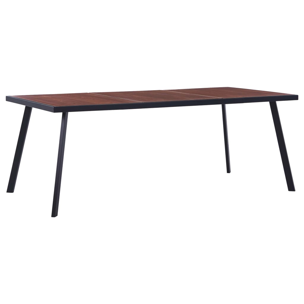 vidaXL virtuves galds, dabīga krāsa un melns, 200x100x75 cm, MDF