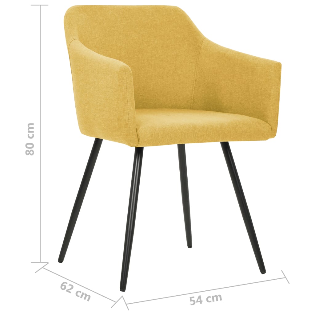 vidaXL virtuves krēsli, 4 gab., dzeltens audums