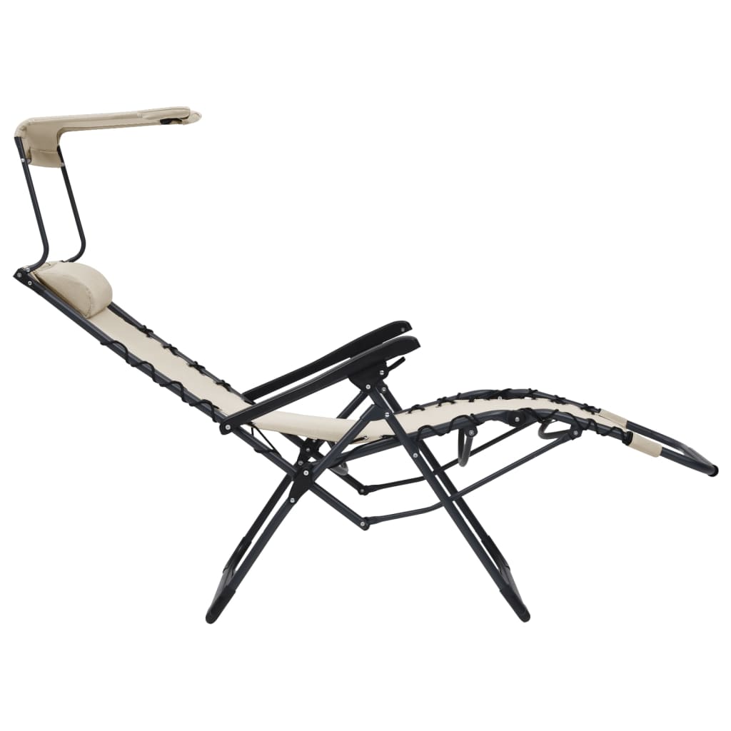 vidaXL salokāmi pludmales krēsli, 2 gab., krēmkrāsas tekstilēns