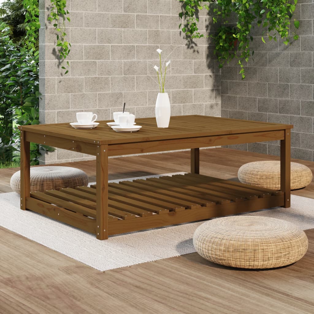 vidaXL dārza galds, medus brūns, 121x82,5x45 cm, priedes masīvkoks