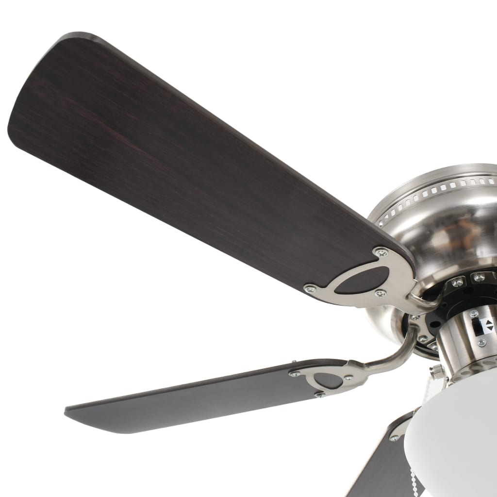 vidaXL griestu ventilators ar lampu, 82 cm, dekoratīvs, tumši brūns