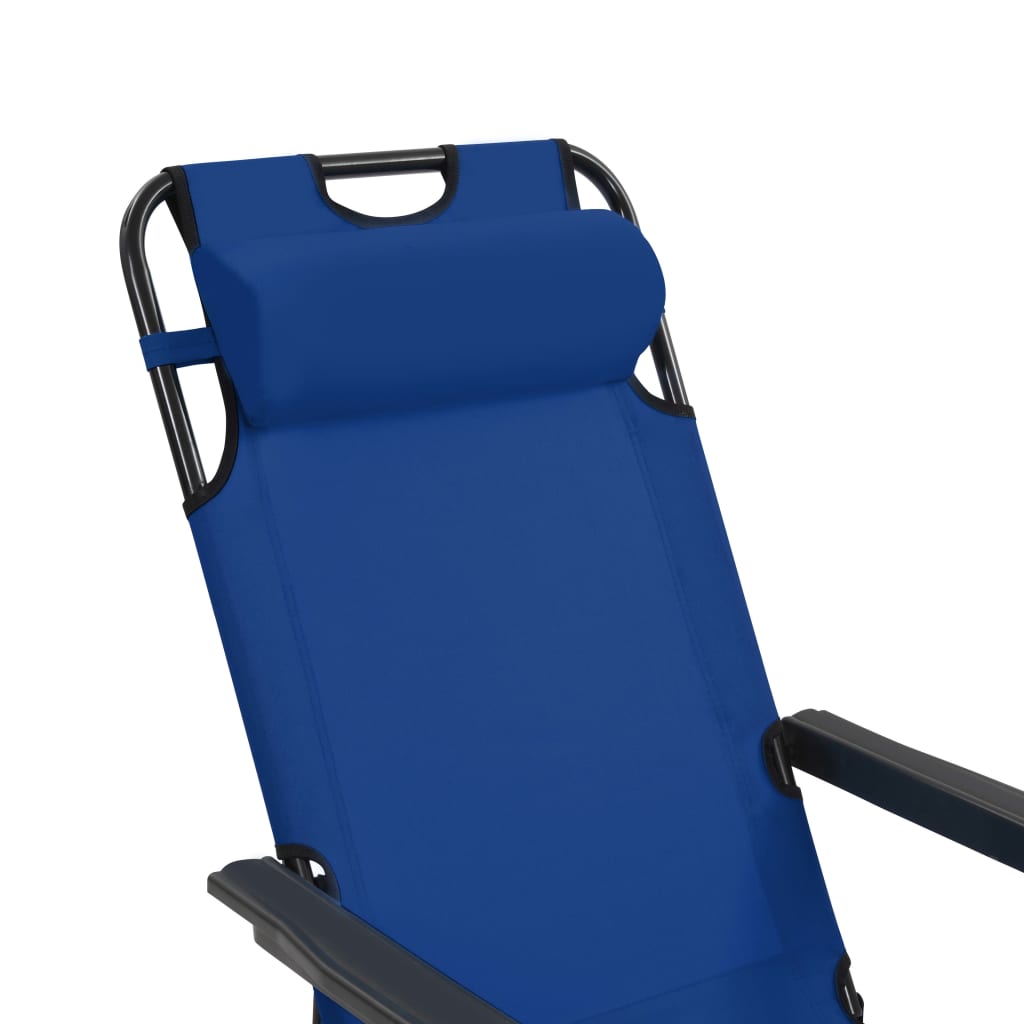 vidaXL sauļošanās krēsli, 2 gab., ar kāju balstu, tērauds, zili