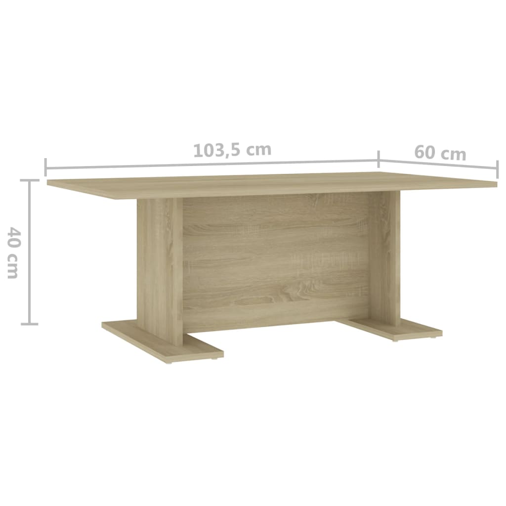 vidaXL kafijas galdiņš, 103,5x60x40 cm, ozolkoka krāsa, skaidu plāksne