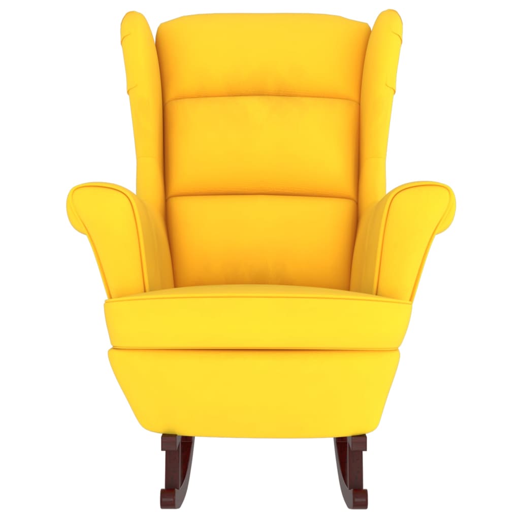 vidaXL šūpuļkrēsls, masīva gumijkoka kājas, dzeltens samts