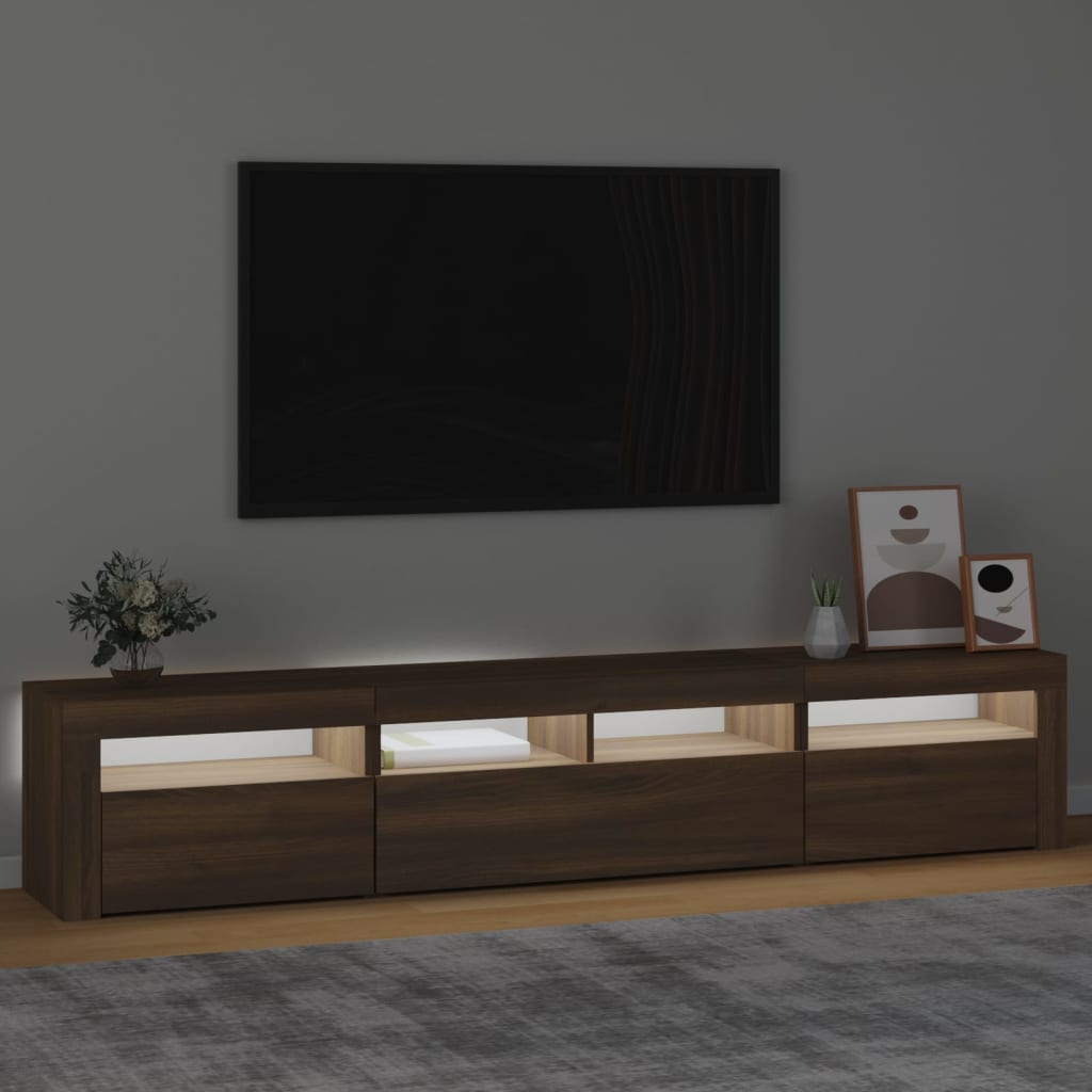 vidaXL TV skapītis ar LED apgaismojumu, ozolkoka krāsa, 210x35x40 cm