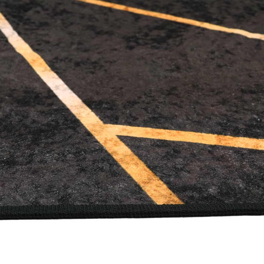 vidaXL paklājs, 80x150 cm, mazgājams, neslīdošs, melna un zelta
