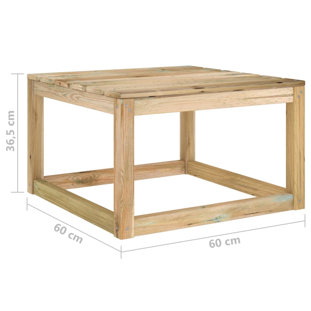 vidaXL dārza palešu galdi, 2 gab., 60x60x36,5 cm, impregnēta priede