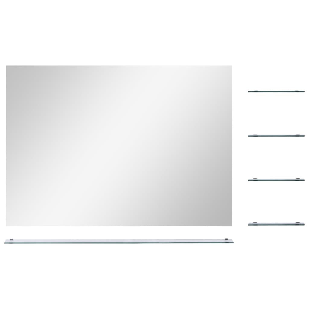 vidaXL sienas spogulis ar plauktu, 80x60 cm, rūdīts stikls