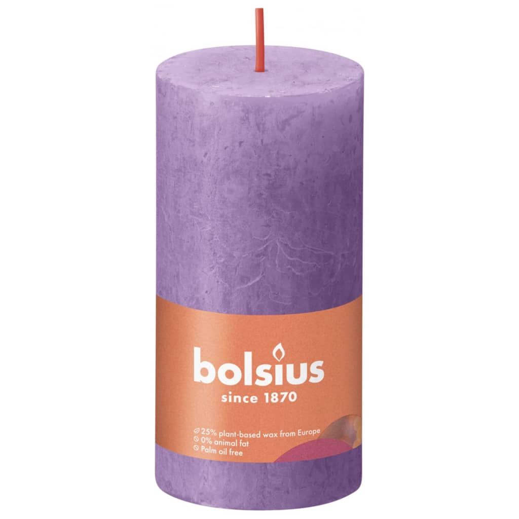 Bolsius cilindriskas sveces Shine, 8 gab., 100x50 mm, spilgti violetas