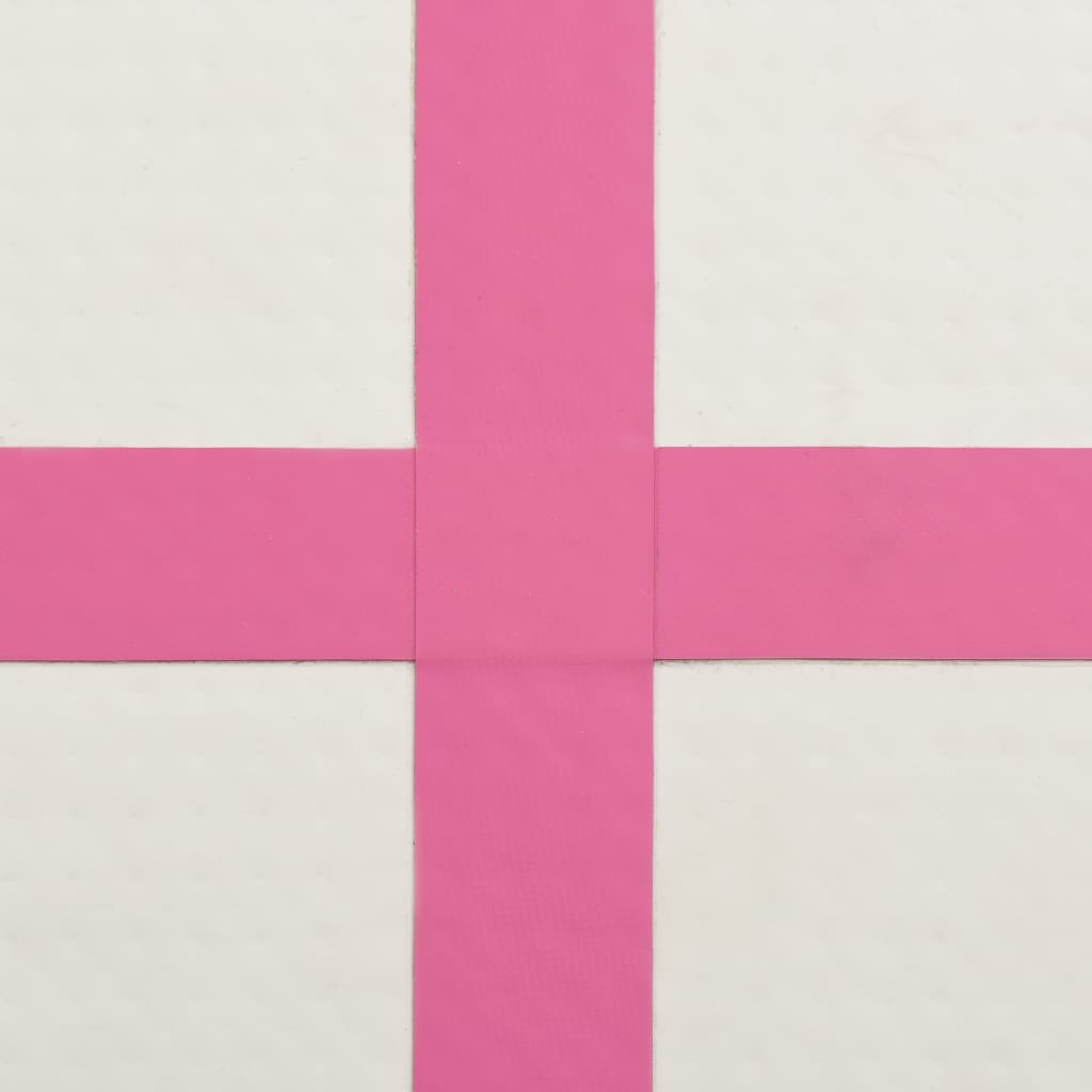 vidaXL piepūšams vingrošanas paklājs ar pumpi, 500x100x20 cm, rozā PVC