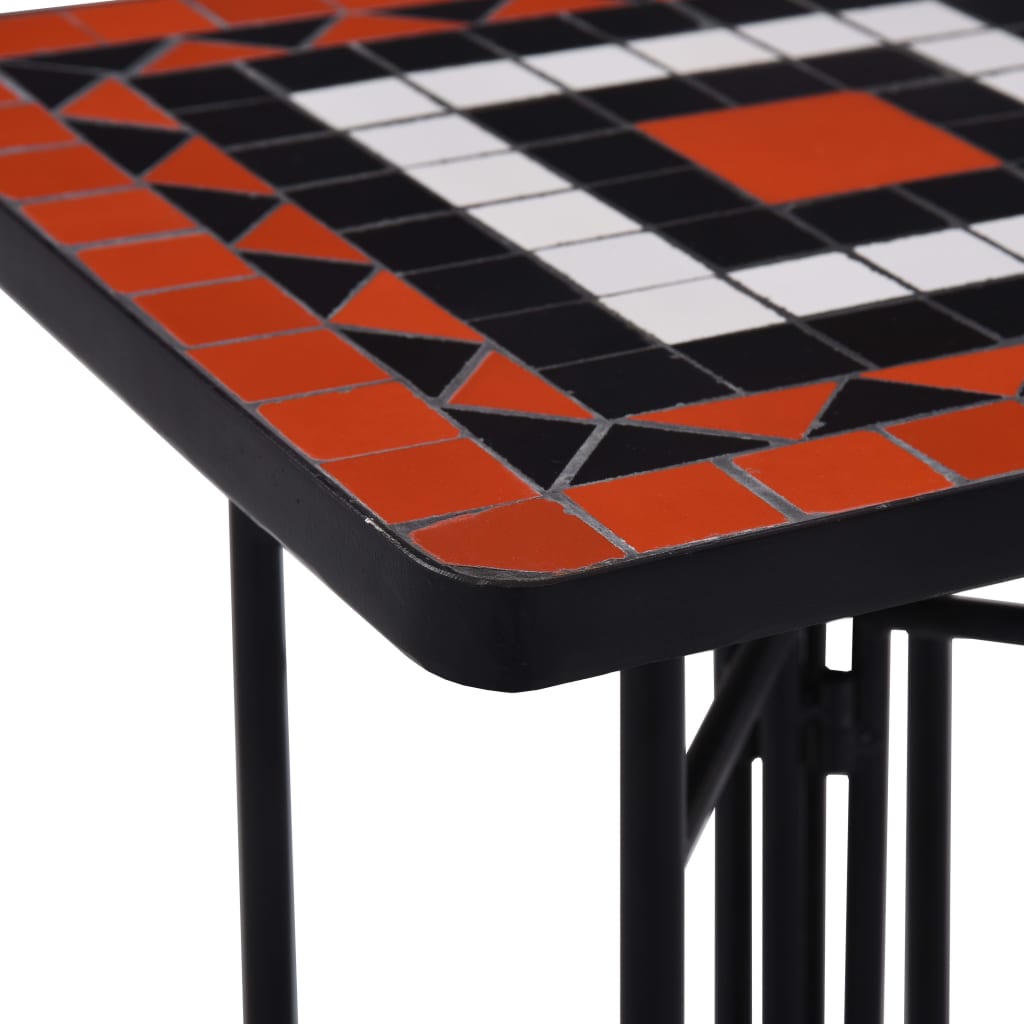 vidaXL mozaīkas galdiņš, sarkanbrūns ar baltu, keramika