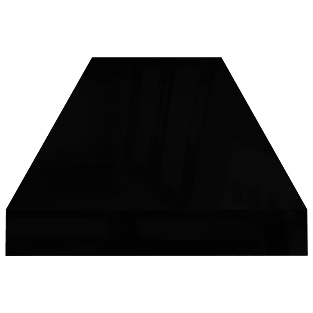 vidaXL sienas plaukts, spīdīgi melns, 90x23,5x3,8 cm, MDF
