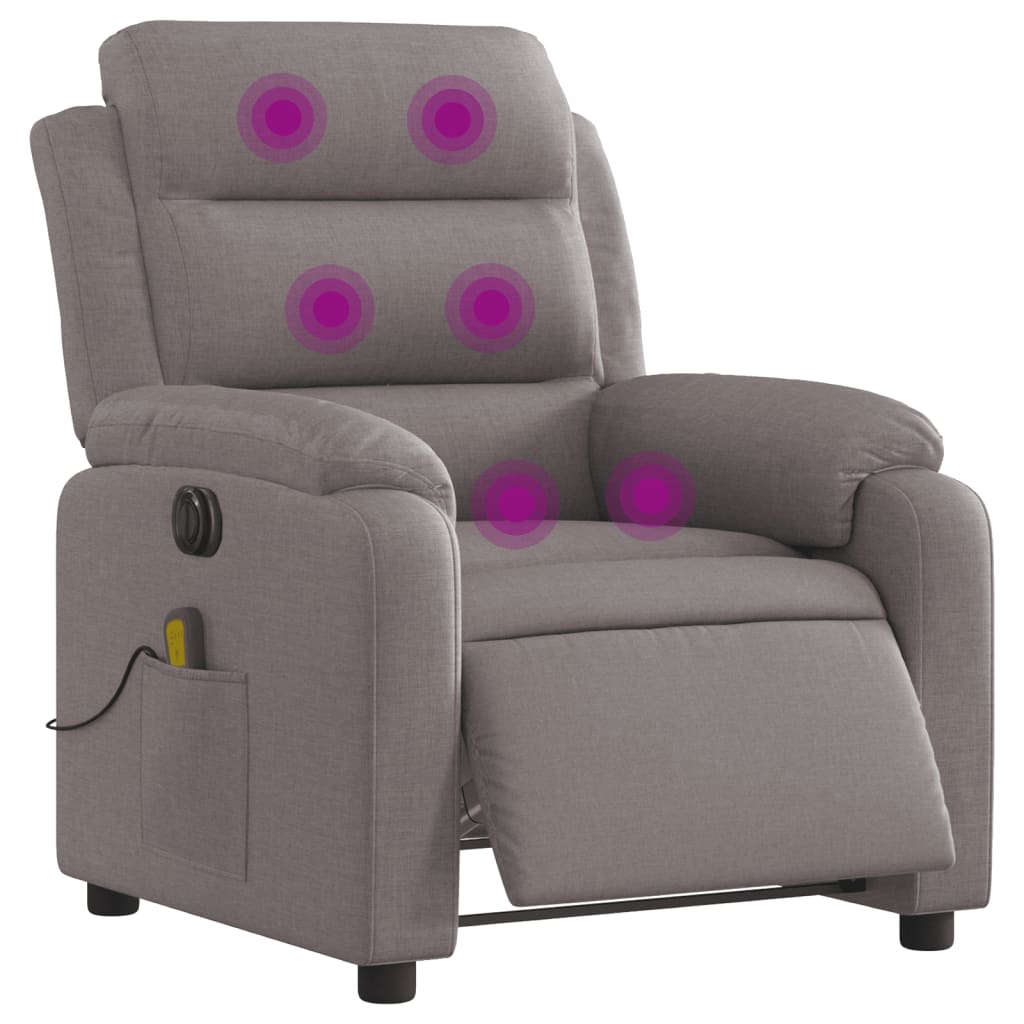 vidaXL elektrisks masāžas krēsls, atgāžams, pelēkbrūns audums