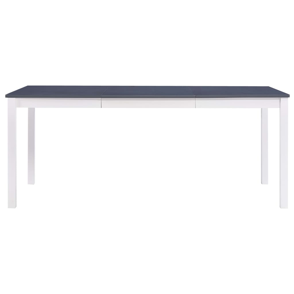 vidaXL virtuves galds, balts ar pelēku, 180x90x73 cm, priedes koks