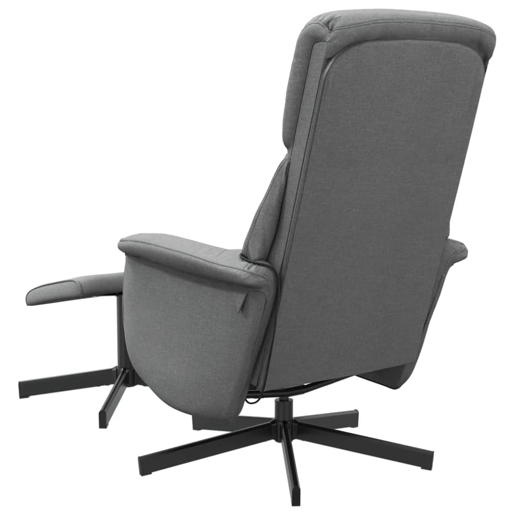 vidaXL masāžas krēsls ar kāju balstu, atgāžams, tumši pelēks audums