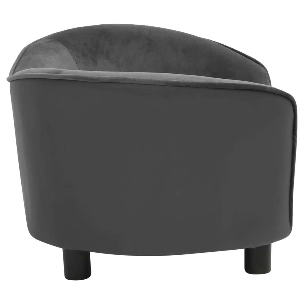 vidaXL suņu dīvāns, tumši pelēks, 69x49x40 cm, plīšs, mākslīgā āda