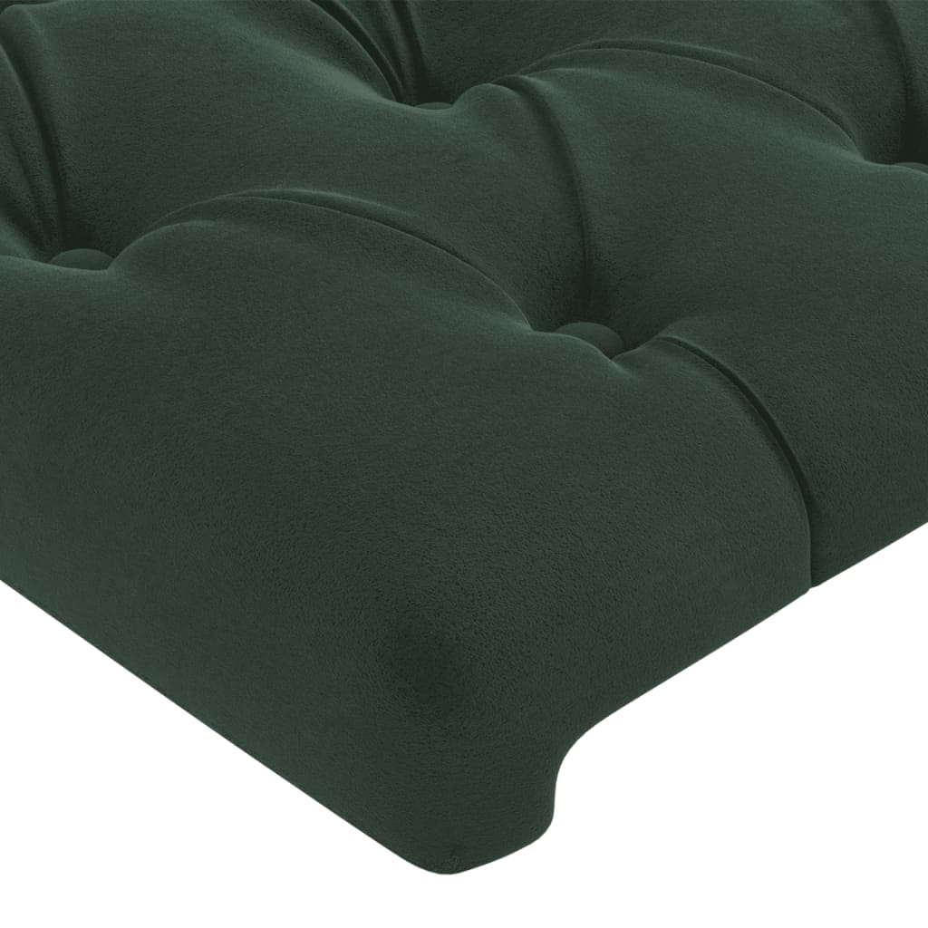 vidaXL gultas galvgalis ar LED, 103x16x118/128 cm, tumši zaļš samts